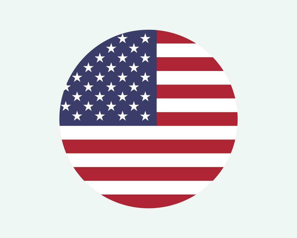 United States Round Country Flag. US USA Circle National Flag. United States of America American Circular Shape Button Banner. EPS Vector Illustration.