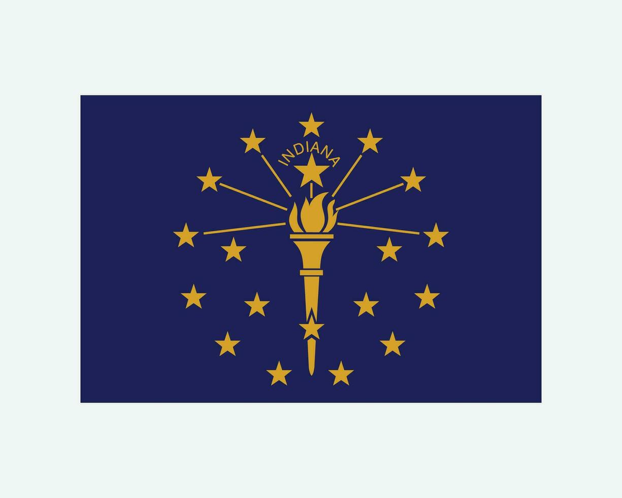 Indiana USA State Flag. Flag of IN, USA isolated on white background. United States, America, American, United States of America, US State. Vector illustration.