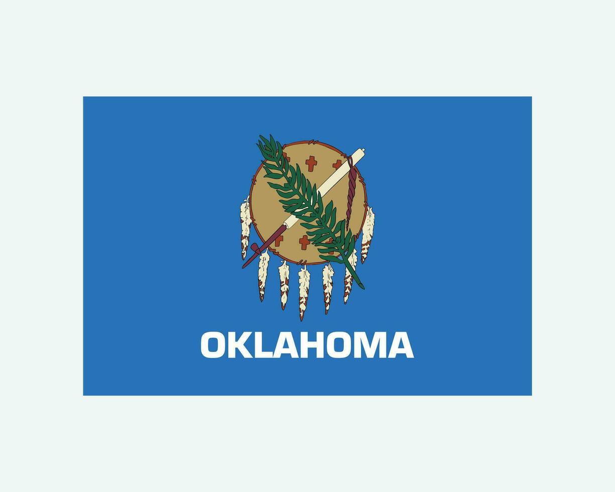 Oklahoma USA State Flag. Flag of OK, USA isolated on white background. United States, America, American, United States of America, US State. Vector illustration.