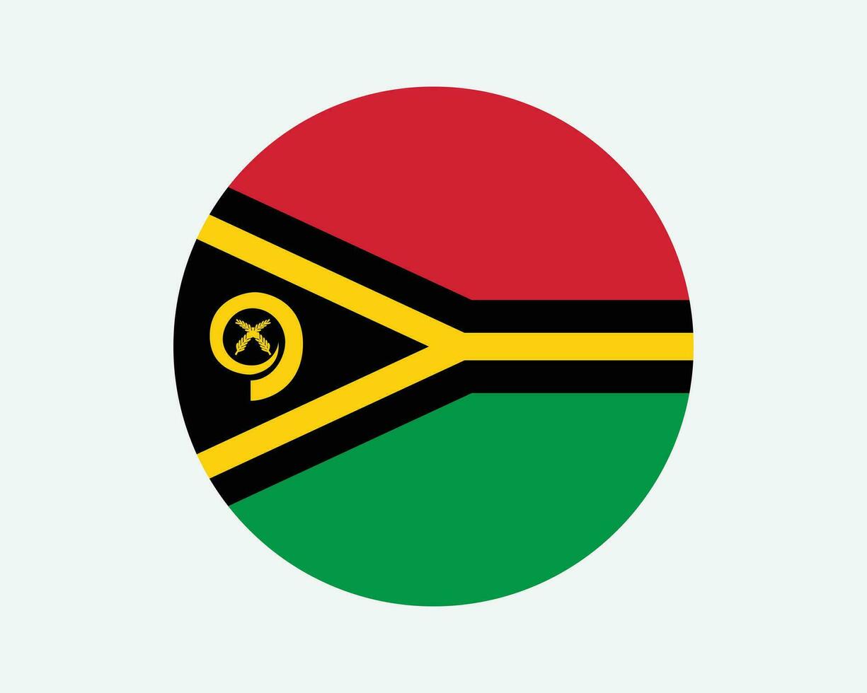 Vanuatu Round Country Flag. Vanuatuan Circle National Flag. Republic of Vanuatu Circular Shape Button Banner. EPS Vector Illustration.