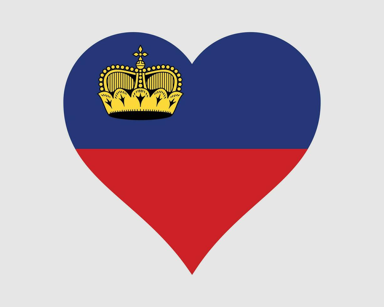 Liechtenstein Heart Flag. Liechtensteiner Love Shape Country Nation National Flag. Principality of Liechtenstein Banner Icon Sign Symbol. EPS Vector Illustration.