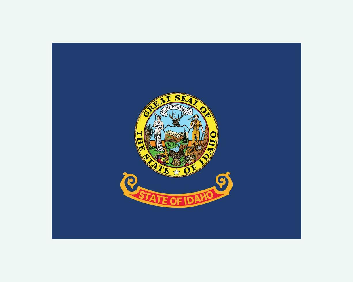 Idaho USA State Flag. Flag of ID, USA isolated on white background. United States, America, American, United States of America, US State. Vector illustration.