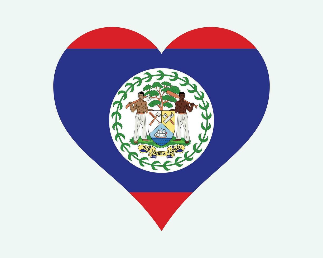 Belize Heart Flag. Belizean Love Shape Country Nation National Flag. B'zean Banner Icon Sign Symbol. EPS Vector Illustration.