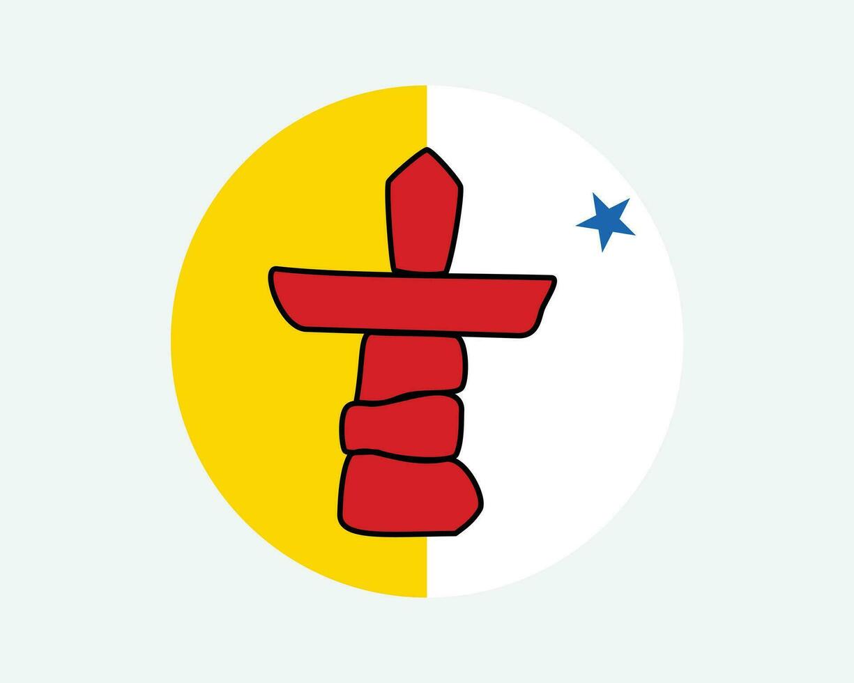 Nunavut Canada Round Flag. NU, Canadian Territory Circle Flag. Nunavut Canada Circular Shape Button Banner. EPS Vector Illustration.
