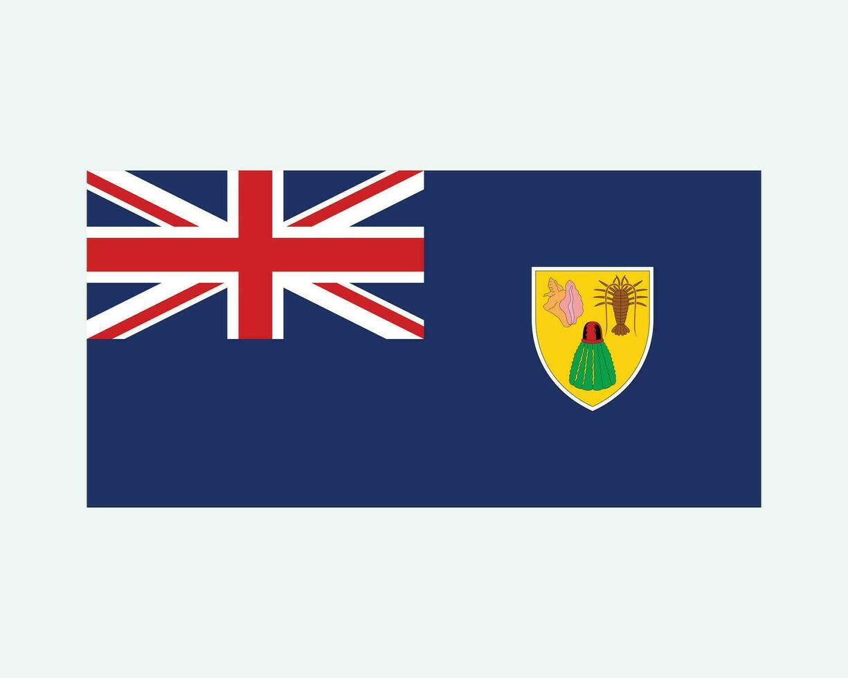 Flag of the Turks and Caicos Islands. Turks and Caicos Islands Banner Isolated on a White Background. British Overseas Territory BOT. EPS Vector illustration.