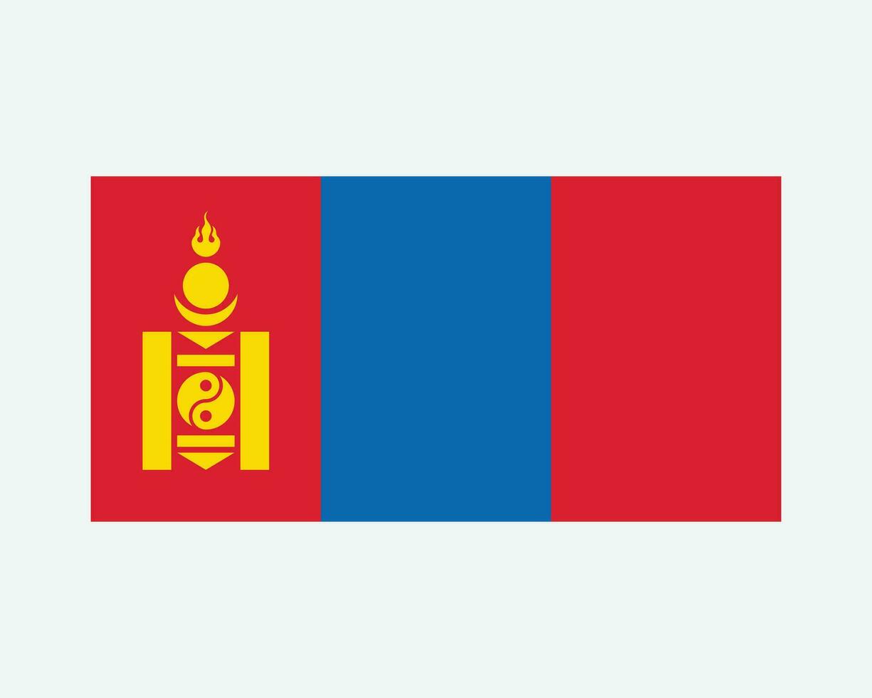 National Flag of Mongolia. Mongolian Country Flag. Mongol Nation Detailed Banner. EPS Vector Illustration Cut File.