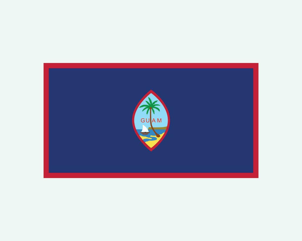 Flag of Guam. Guamanian Banner with Seal. Unincorporated and organized US USA United States territory. EPS Vector illustration.