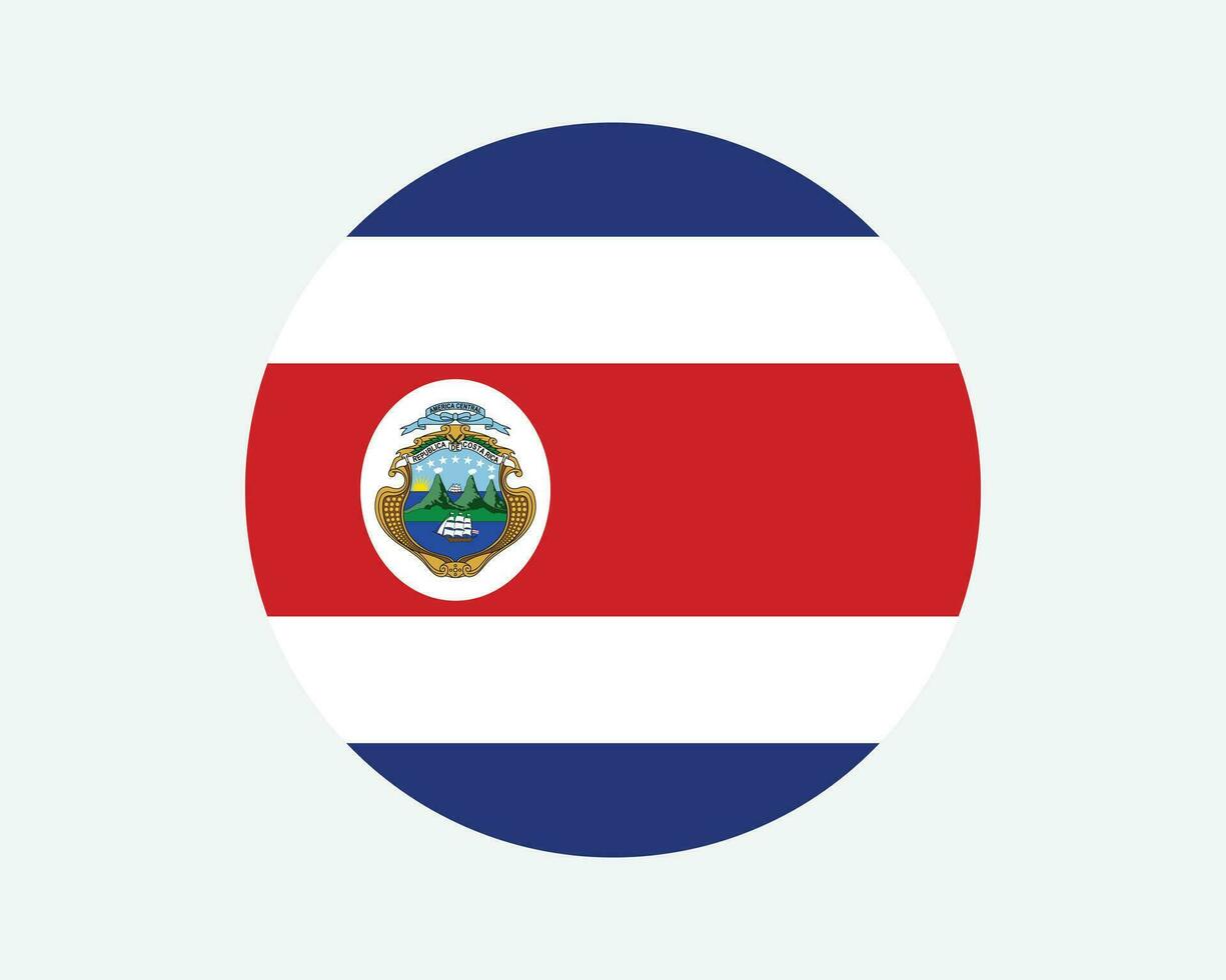 Costa Rica Round Country Flag. Circular Costa Rican National Flag. Republic of Costa Rica Circle Shape Button Banner. EPS Vector Illustration.