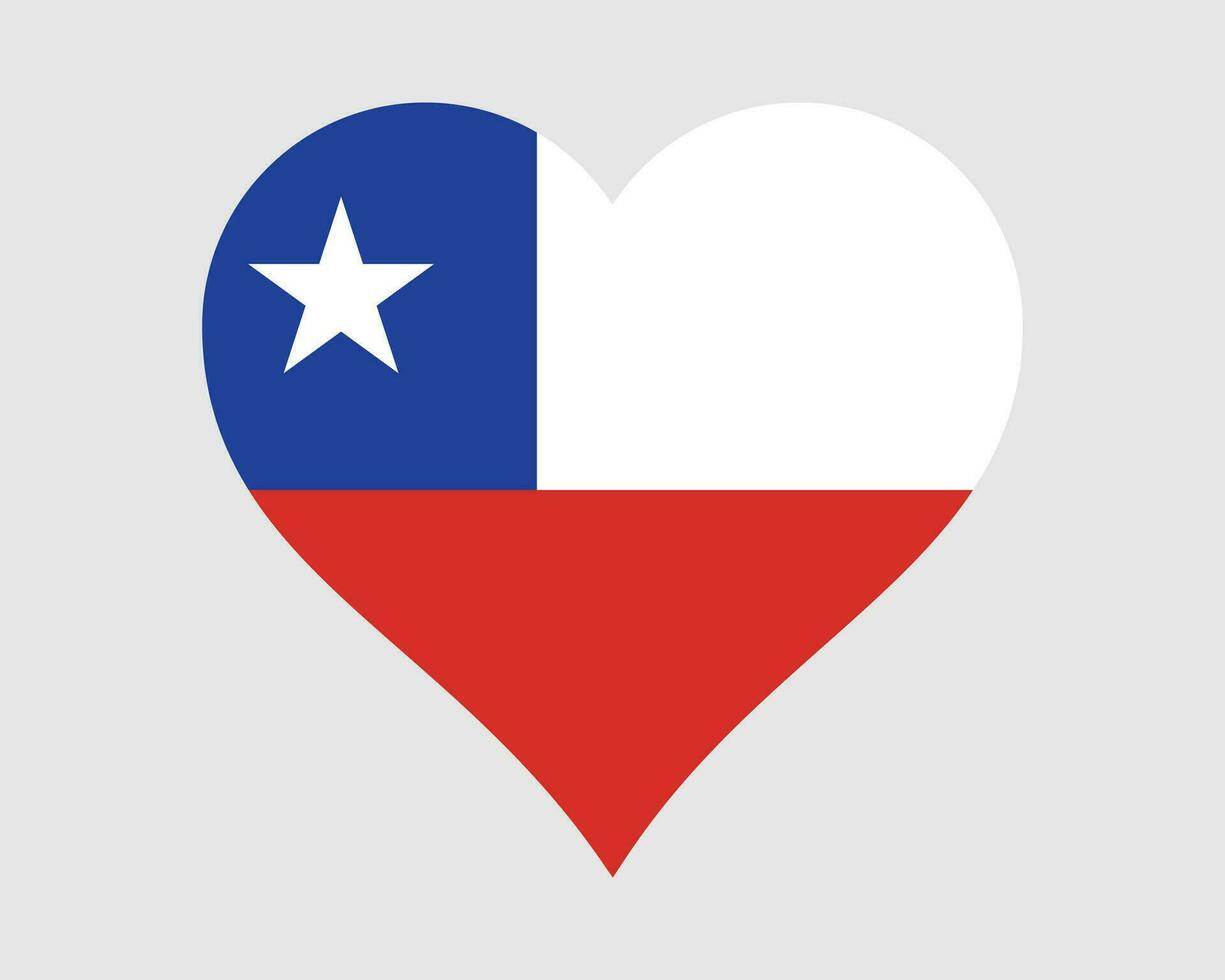 Chile Heart Flag. Chilean Love Shape Country Nation National Flag. Republic of Chile Banner Icon Sign Symbol. EPS Vector Illustration.