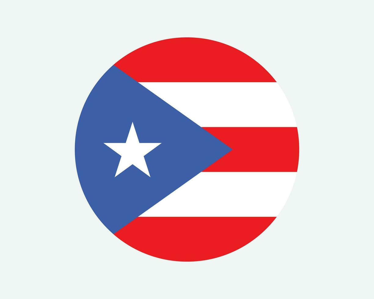 Puerto Rico Round Flag. PR, Puerto Rican Circle Flag. Unincorporated and Organized US USA Commonwealth Circular Shape Button Banner. EPS Vector Illustration.
