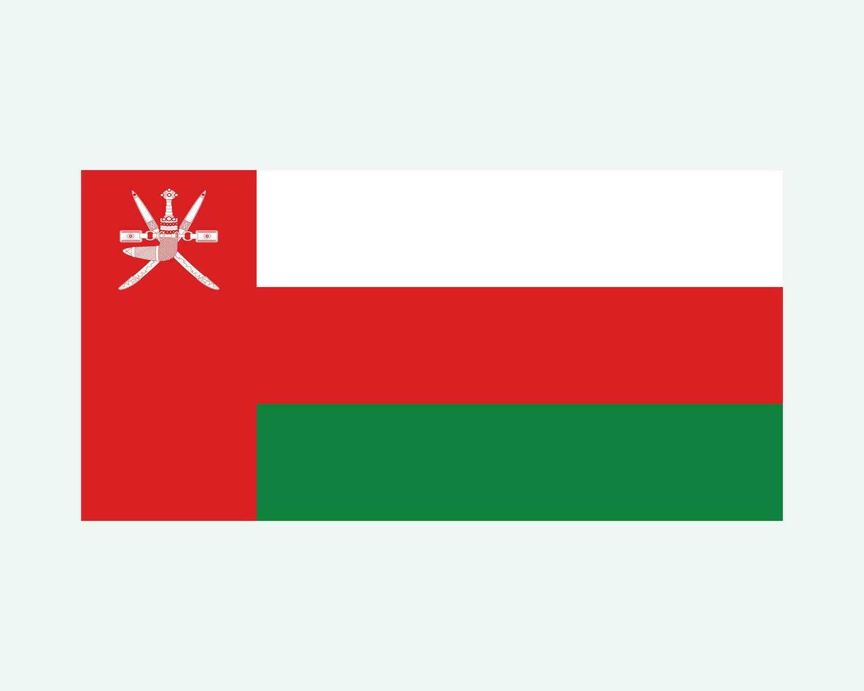 National Flag of Oman. Omani Country Flag. Sultanate of Oman. EPS Vector Illustration.