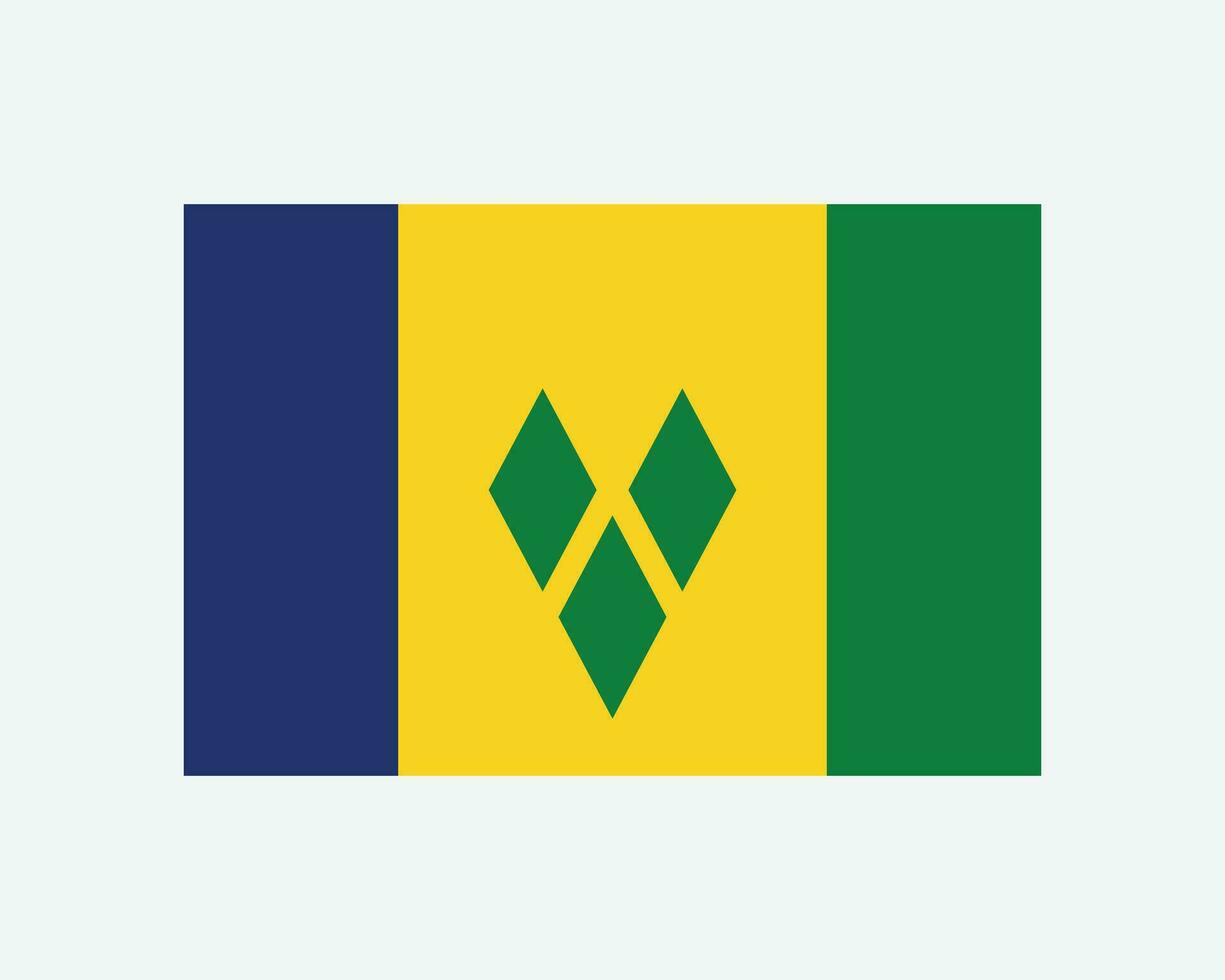 National Flag of Saint Vincent and the Grenadines. St. Vincentian Country Flag. St. Vincent and the Grenadines Detailed Banner. EPS Vector Illustration Cut File.