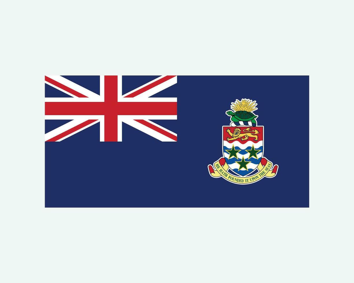 Cayman Islands Flag. Caymanian Banner Blue ensign defaced with coat of arms. British Overseas Territory in the  Caribbean Sea. EPS Vector illustration.