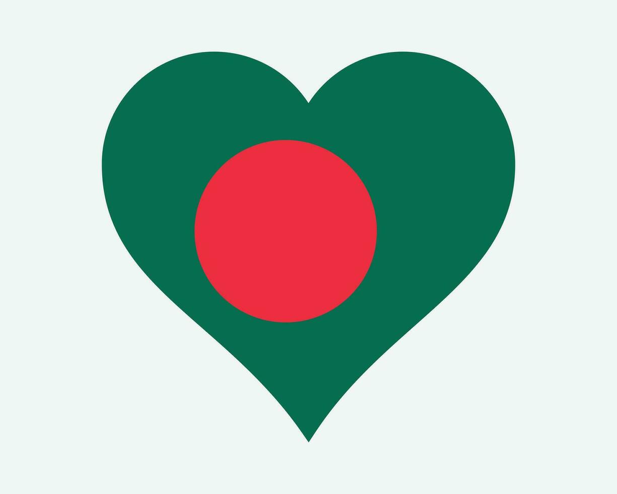 Bangladesh Heart Flag. Bangladeshi Love Shape Country Nation National Flag. People's Republic of Bangladesh Banner Icon Sign Symbol. EPS Vector Illustration.