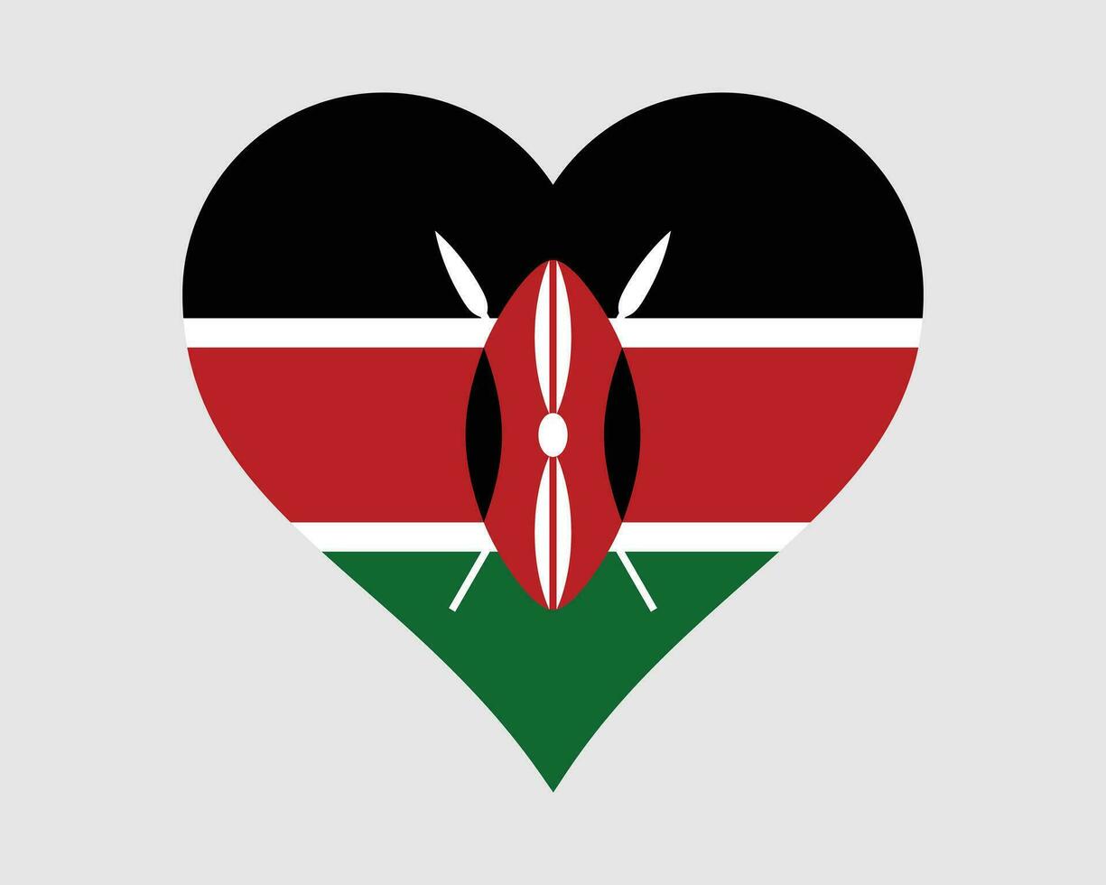 Kenya Heart Flag. Kenyan Love Shape Country Nation National Flag. Republic of Kenya Banner Icon Sign Symbol. EPS Vector Illustration.