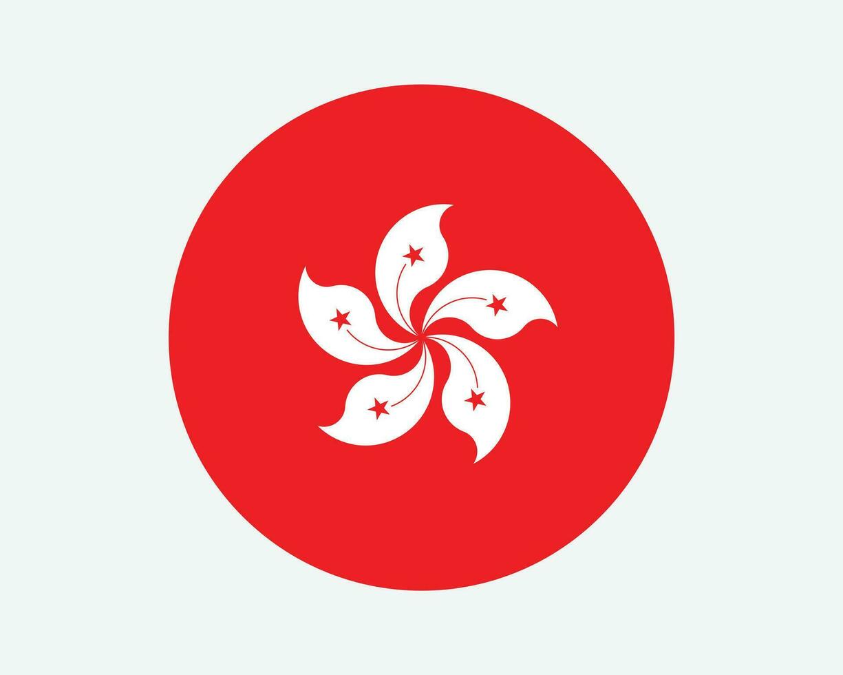 Hong Kong Round Country Flag. HK National Flag. Hong Kong Circular Shape Button Banner. EPS Vector Illustration.