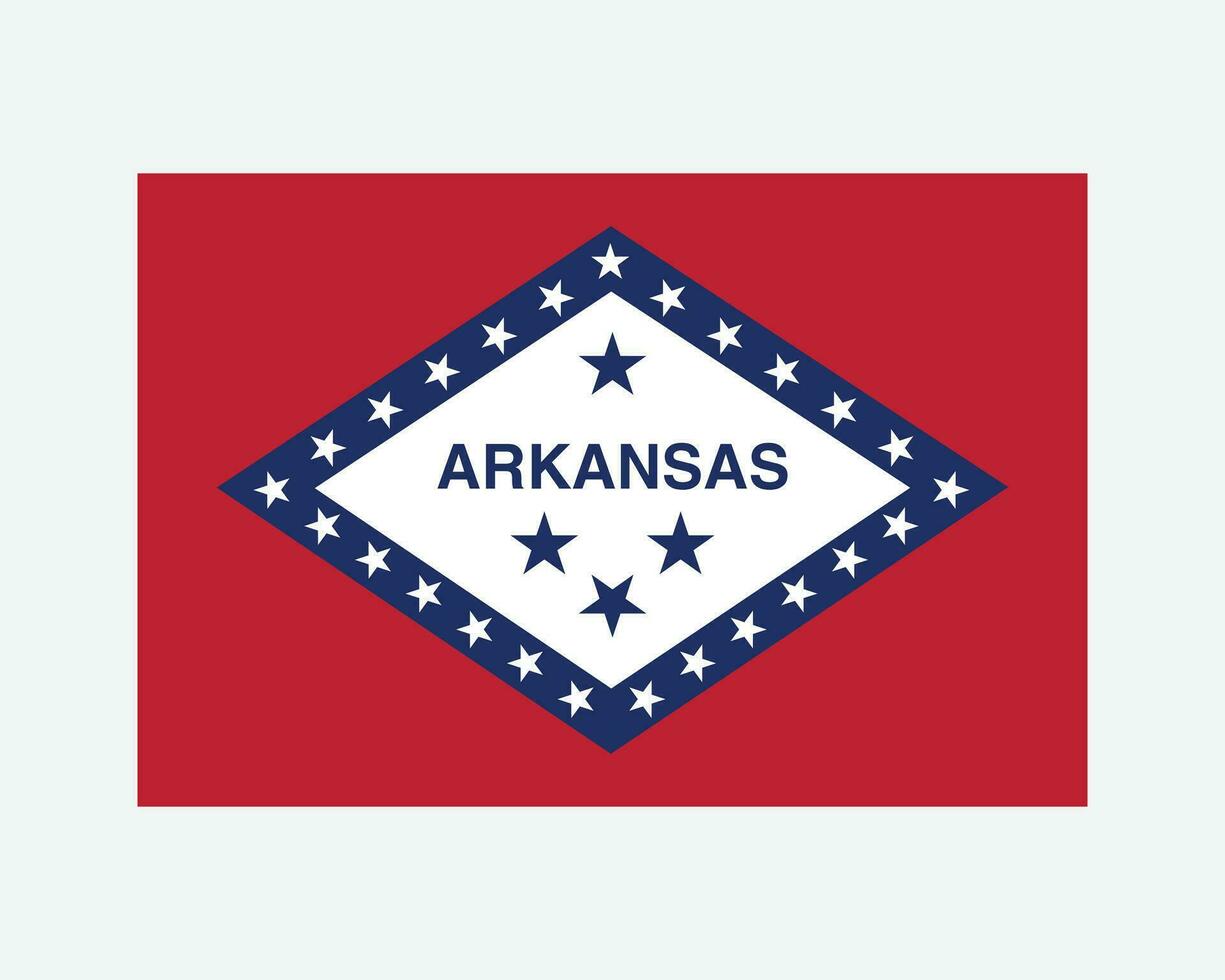 Arkansas USA State Flag. Flag of AR, USA isolated on white background. United States, America, American, United States of America, US State. Vector illustration.