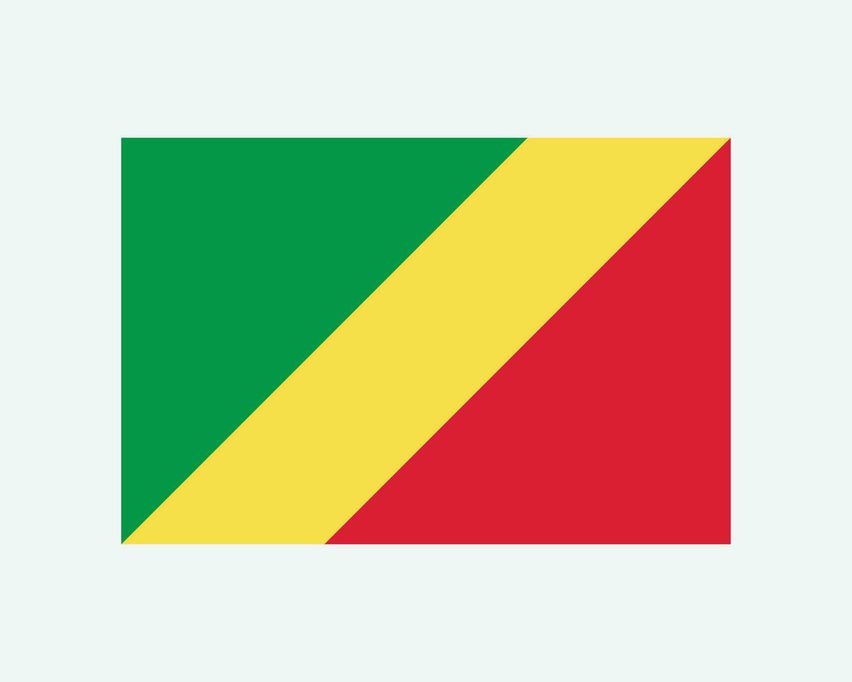 National Flag of Congo Brazzaville. Congolese Country Flag. Republic of the Congo Detailed Banner. EPS Vector Illustration Cut File.