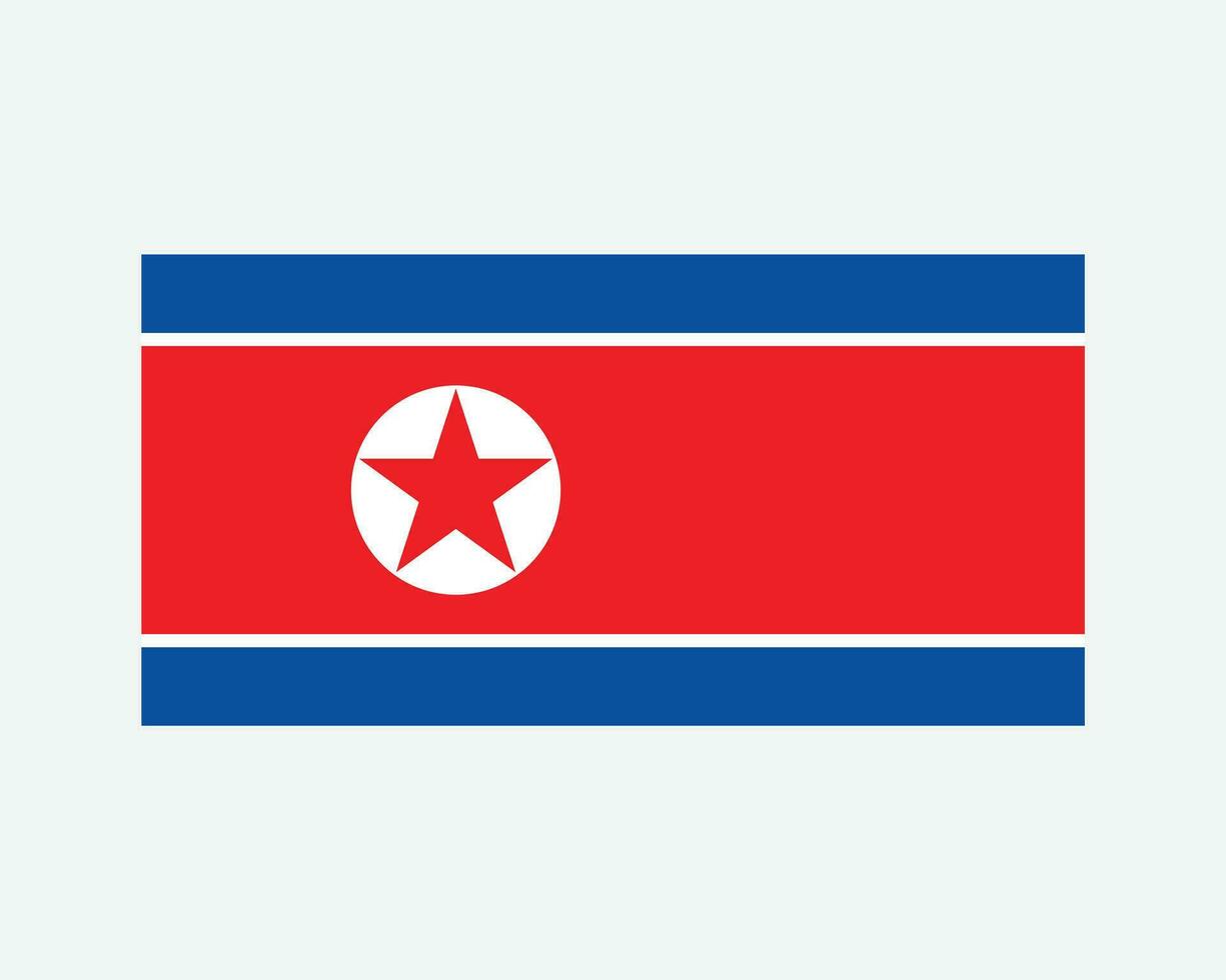 National Flag of North Korea. North Korean Country Flag. Democratic People's Republic of Korea Detailed Banner. EPS Vector Illustration Cut File.