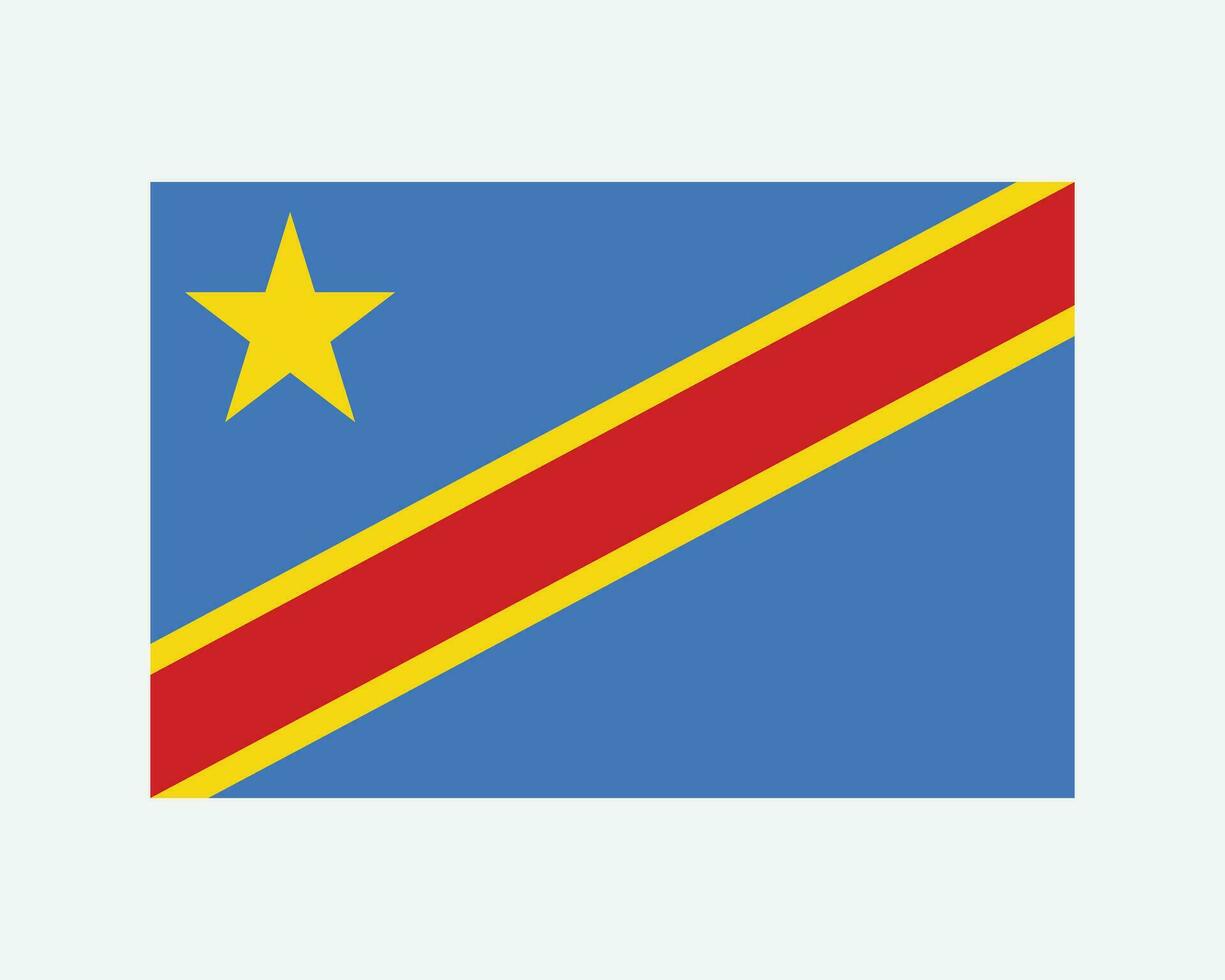 National Flag of Congo Kinshasa. Congolese Country Flag. Democratic Republic of the Congo Detailed Banner. EPS Vector Illustration Cut File.