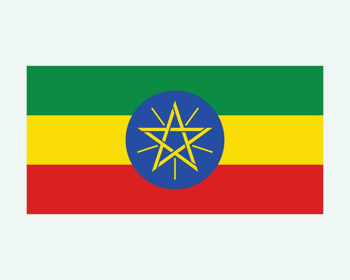 National Flag of Ethiopia. Ethiopian Country Flag. Federal Democratic Republic of Ethiopia Detailed Banner. EPS Vector Illustration Cut File.