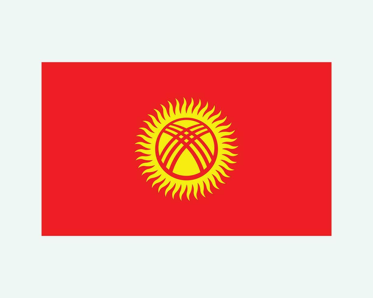 National Flag of Kyrgyzstan. Kyrgyz Country Flag. Kyrgyz Republic Detailed Banner. EPS Vector Illustration Cut File.