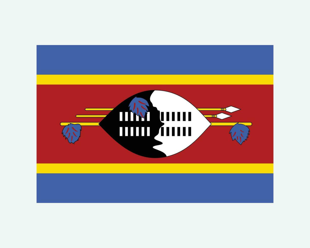 National Flag of Eswatini. Emaswati Country Flag. Kingdom of Eswatini Detailed Banner. EPS Vector Illustration.