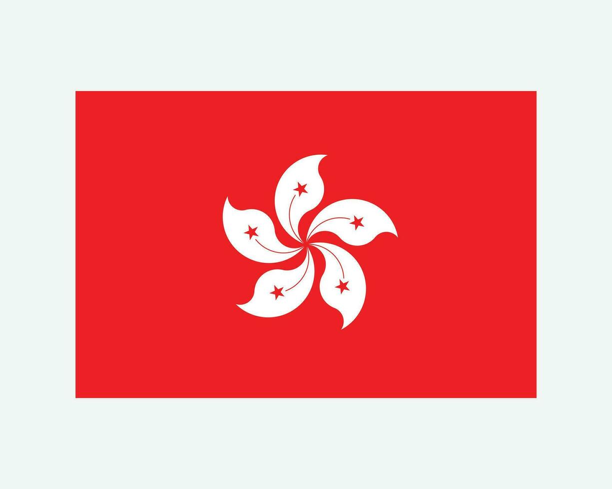 National Flag of Hong Kong. HK Country Flag. Hong Kong Special Administrative Region of the People's Republic of China Detailed Banner. EPS Vector Illustration Cut File.