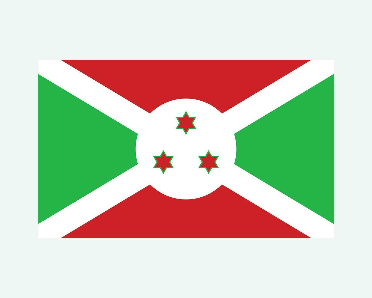 National Flag of Burundi. Burundian Country Flag. Republic of Burundi Detailed Banner. EPS Vector Illustration Cut File.