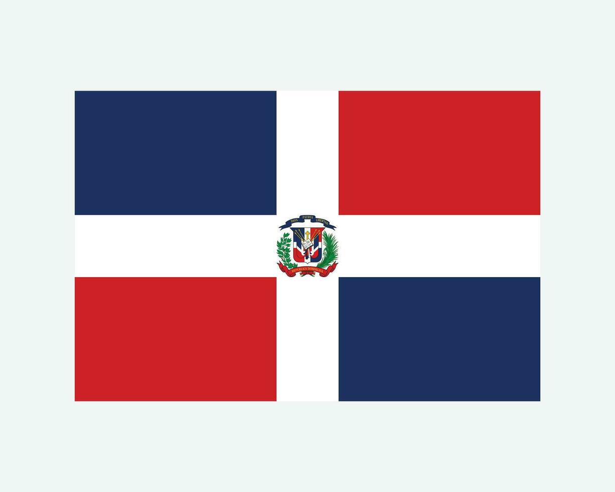 National Flag of Dominican Republic. Quisqueyan Country Flag. Dominican Republic Detailed Banner. EPS Vector Illustration.