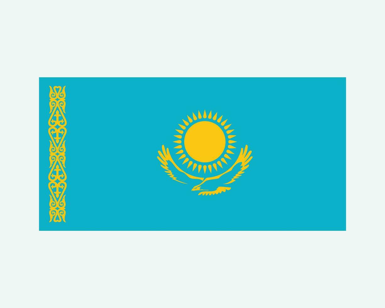 National Flag of Kazakhstan. Kazakhstani Country Flag. Republic of Kazakhstan Detailed Banner. EPS Vector Illustration Cut File.