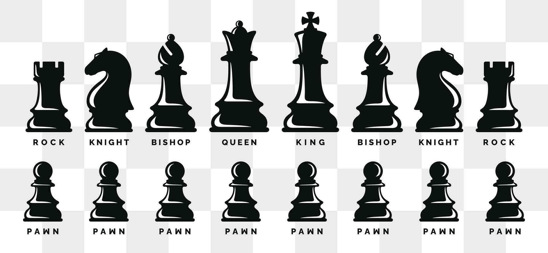 ajedrez piezas icono conjunto aislado en blanco antecedentes vector