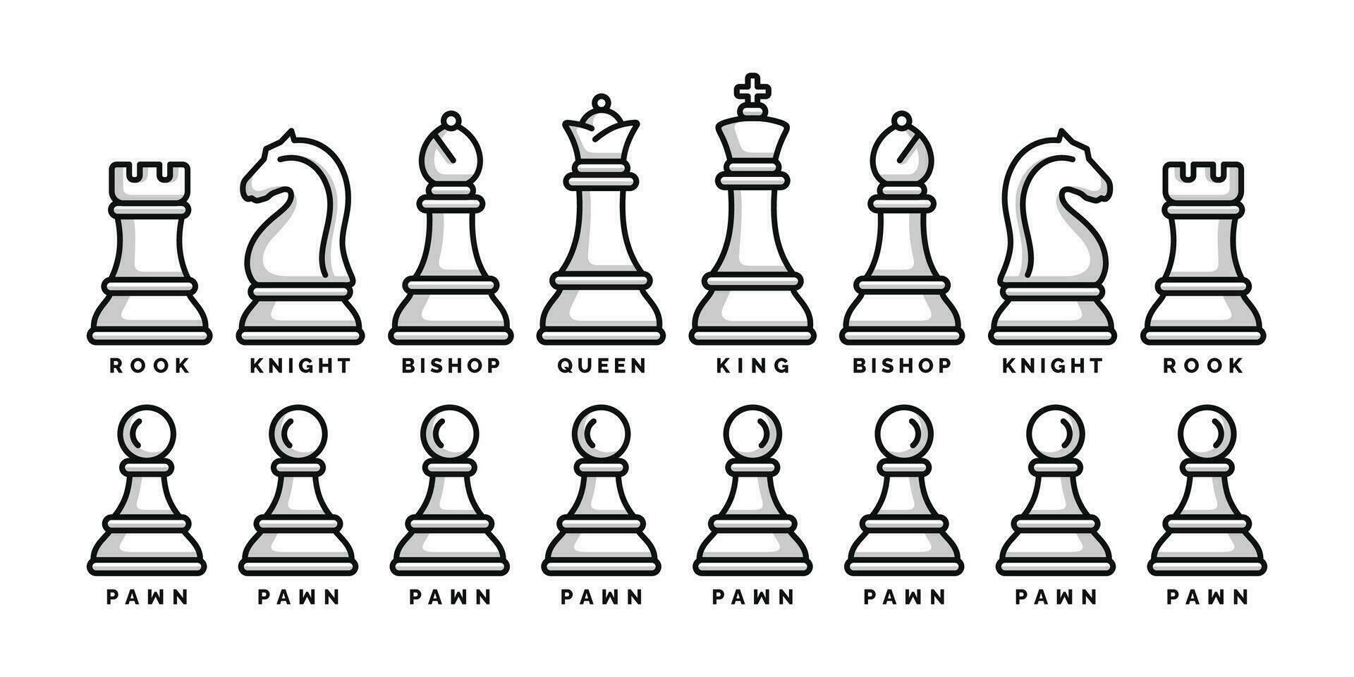 Chess pieces icon set isolated on white background vector