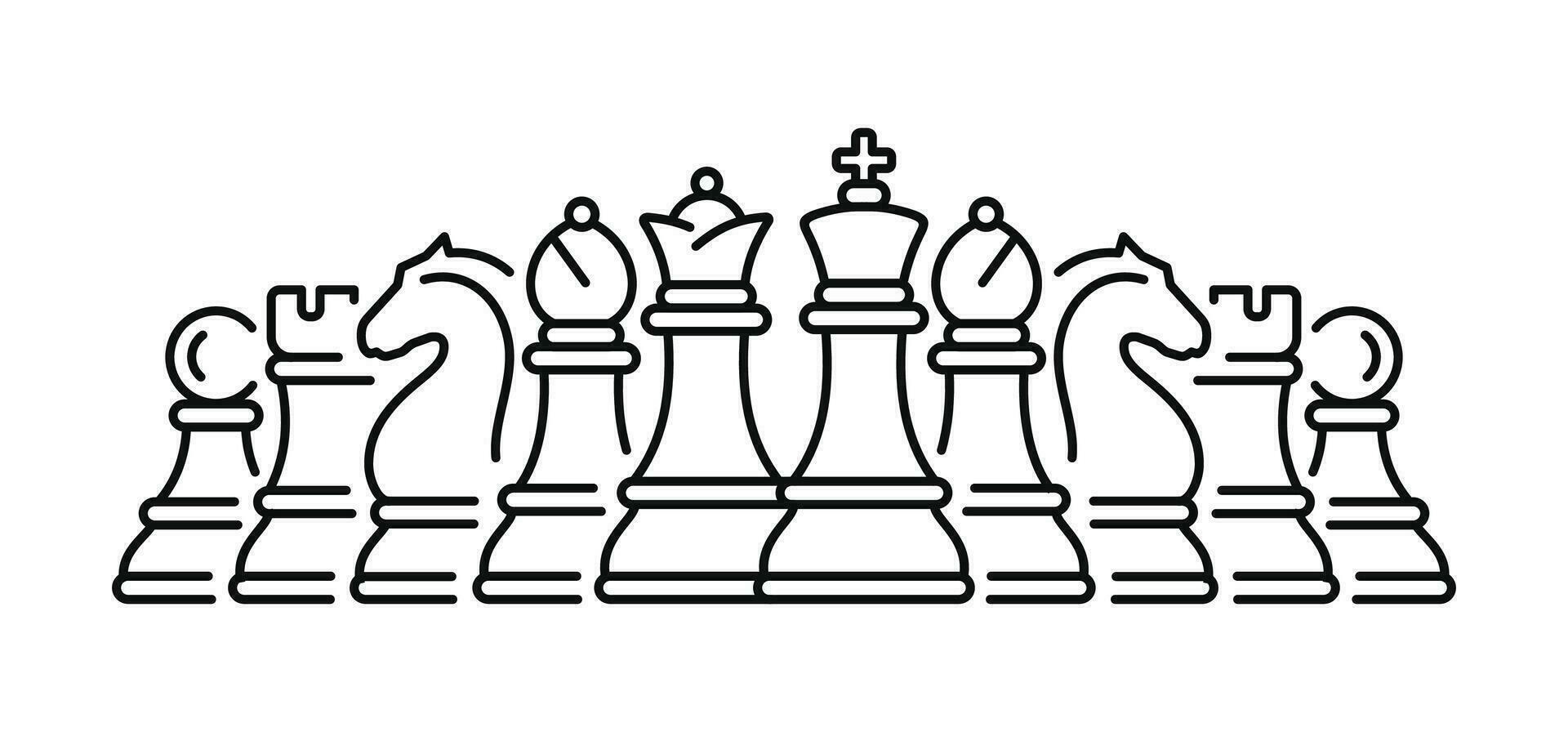 Chess pieces icon set isolated on white background vector