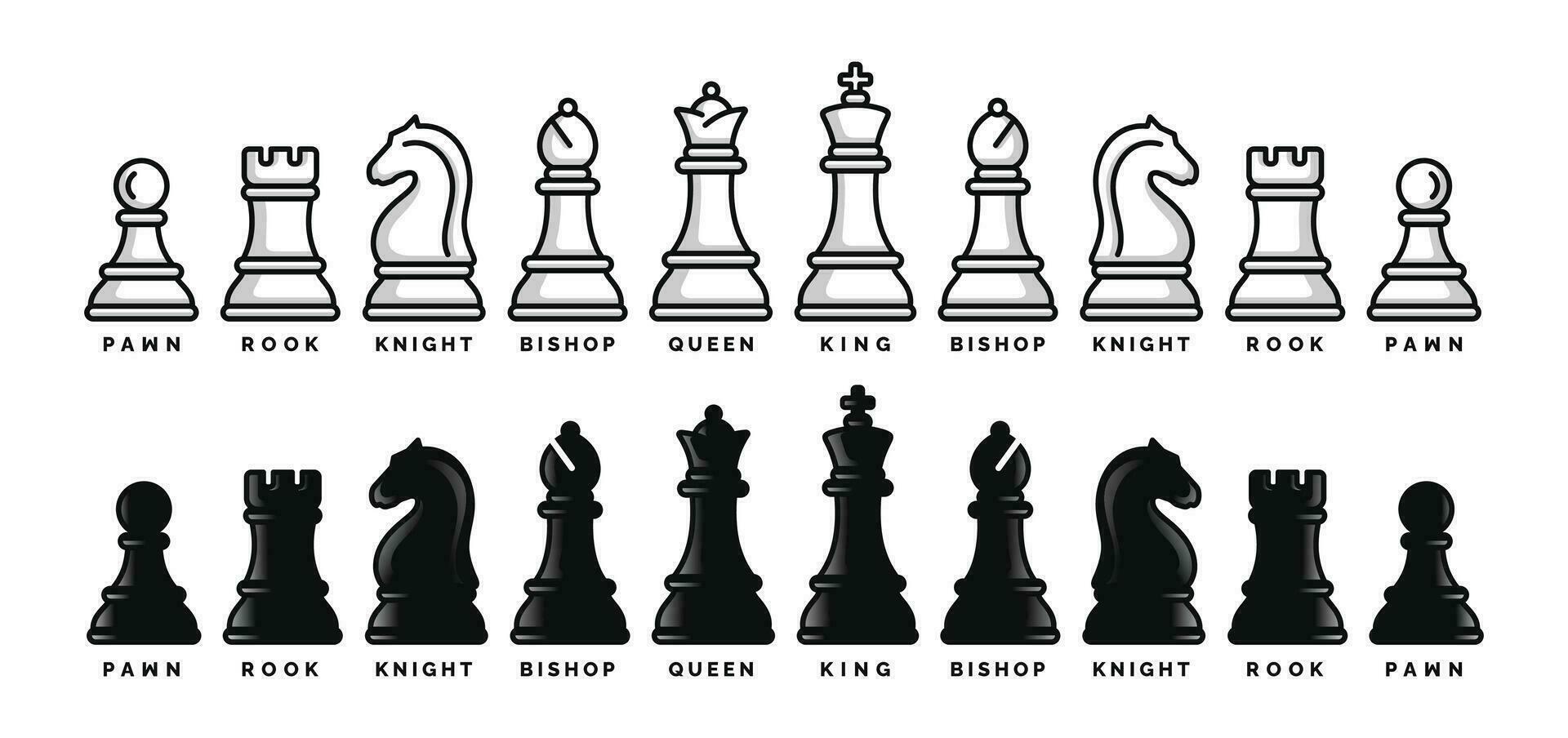 Chess pieces icon set isolated on white background vector