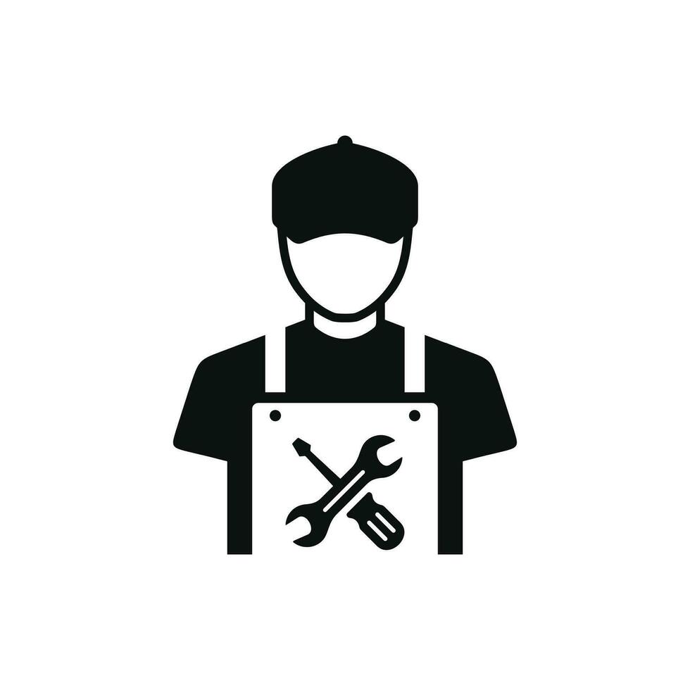 Mechanic icon isolated on white background. Worker engineer icon vector
