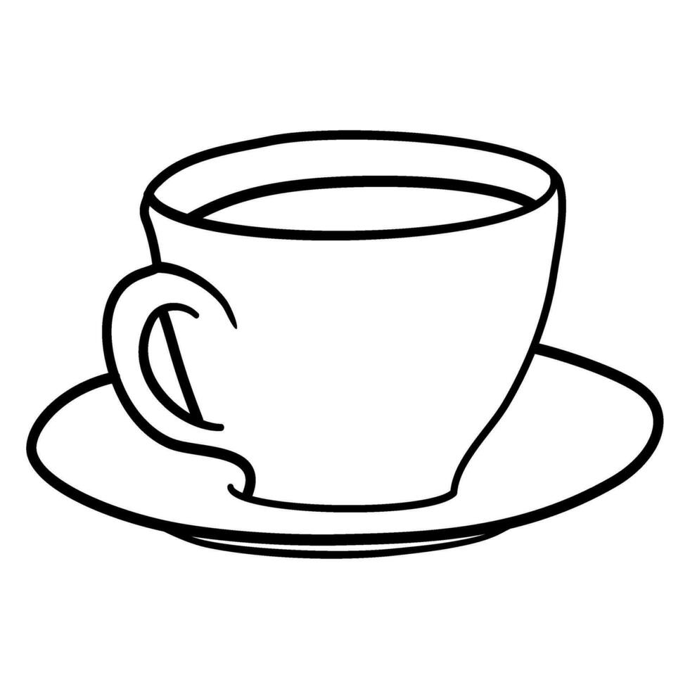 cup of coffee tea line art hot warm vector illustration