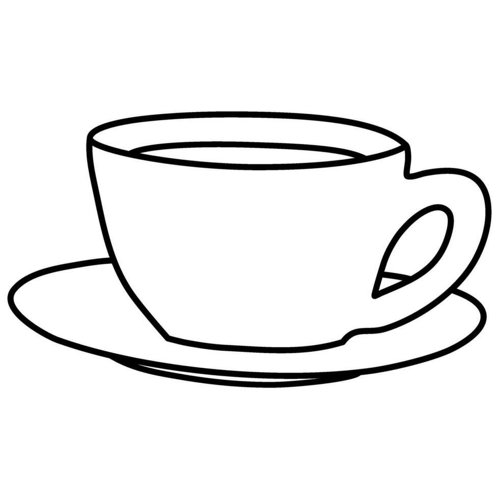 cup of coffee tea line art hot warm vector illustration