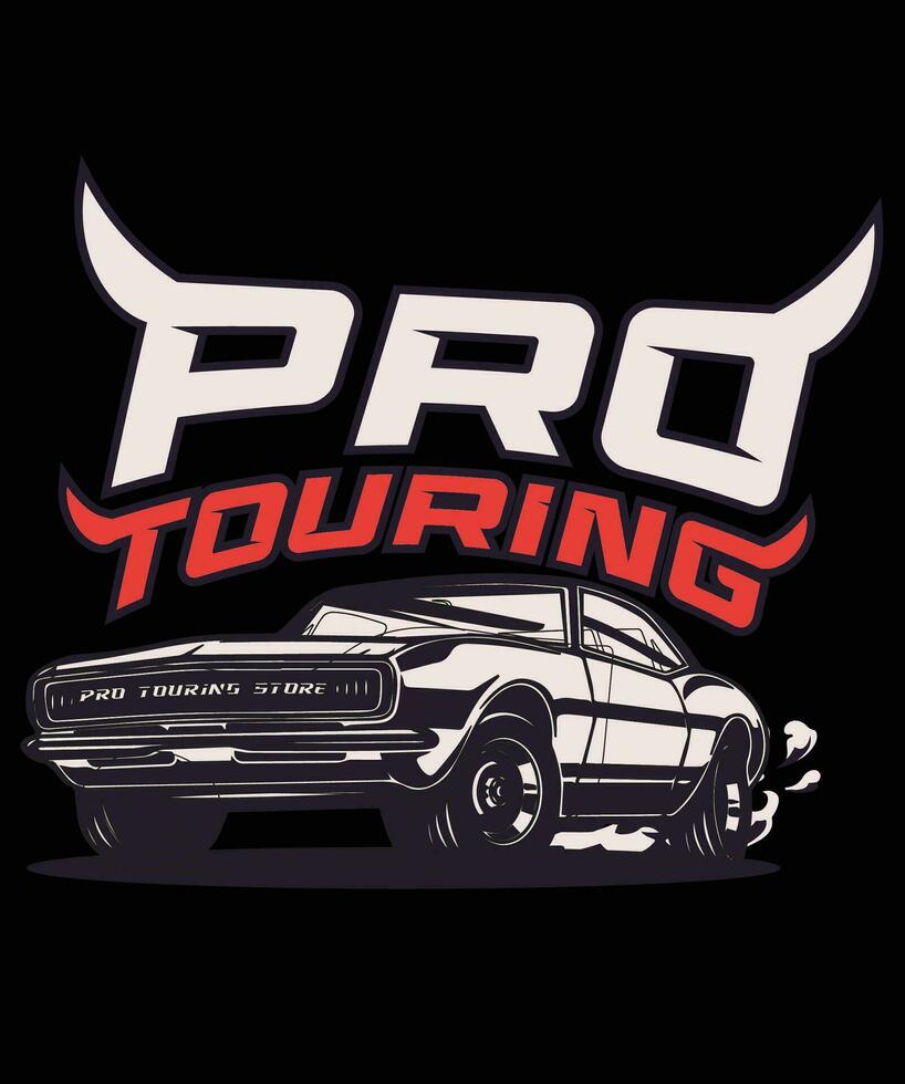 PRO TOURING car illustration vector