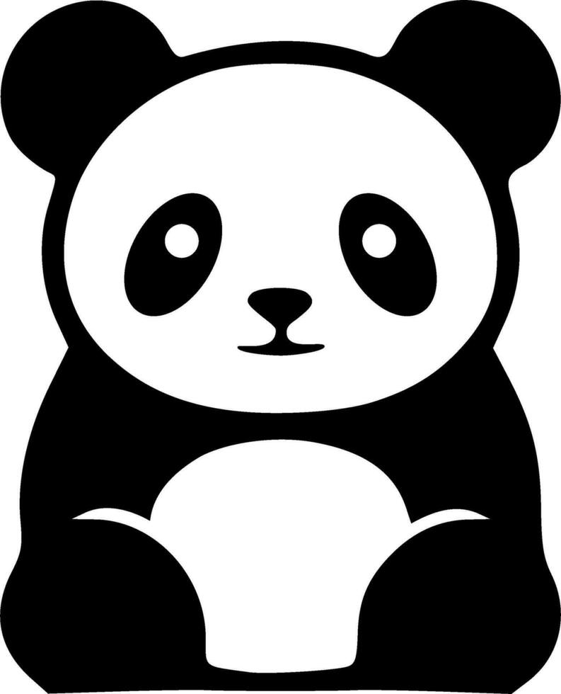 Cute sitting panda outlines vector illustration