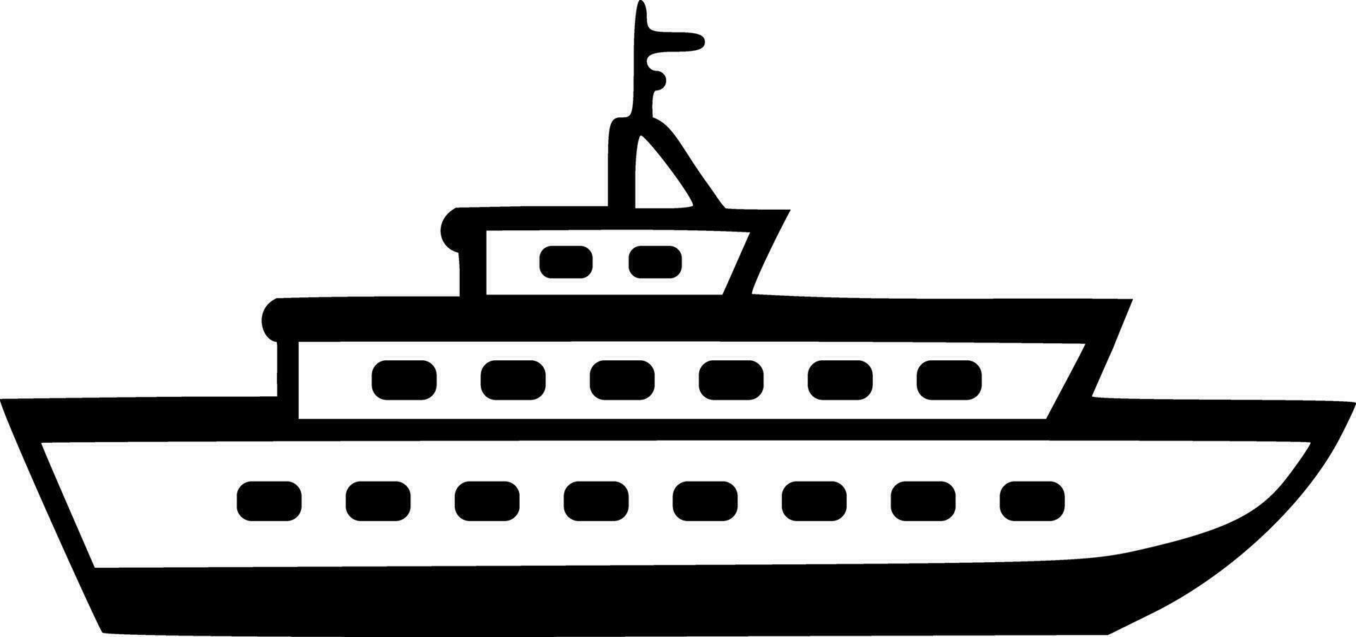 Cruise ship black outlines vector illustration