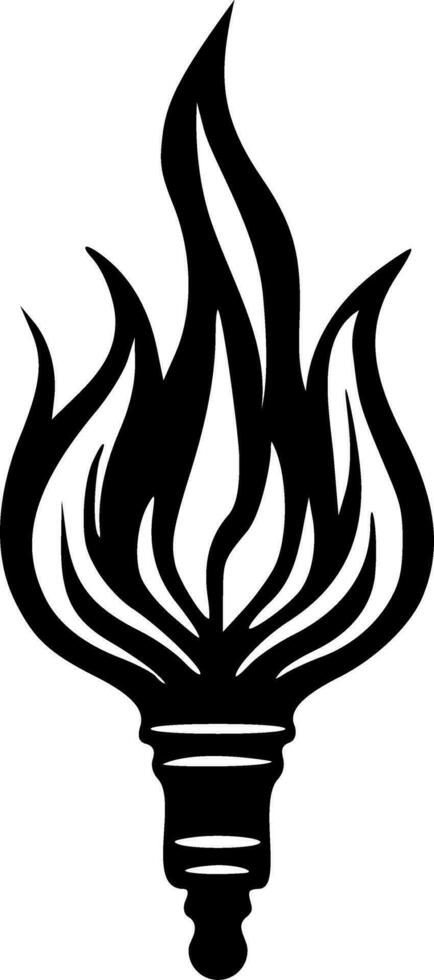 Torch on fire black outlines vector illustration