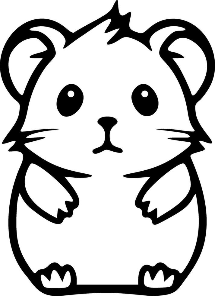 Cute sitting doodle hamster outlines vector illustration