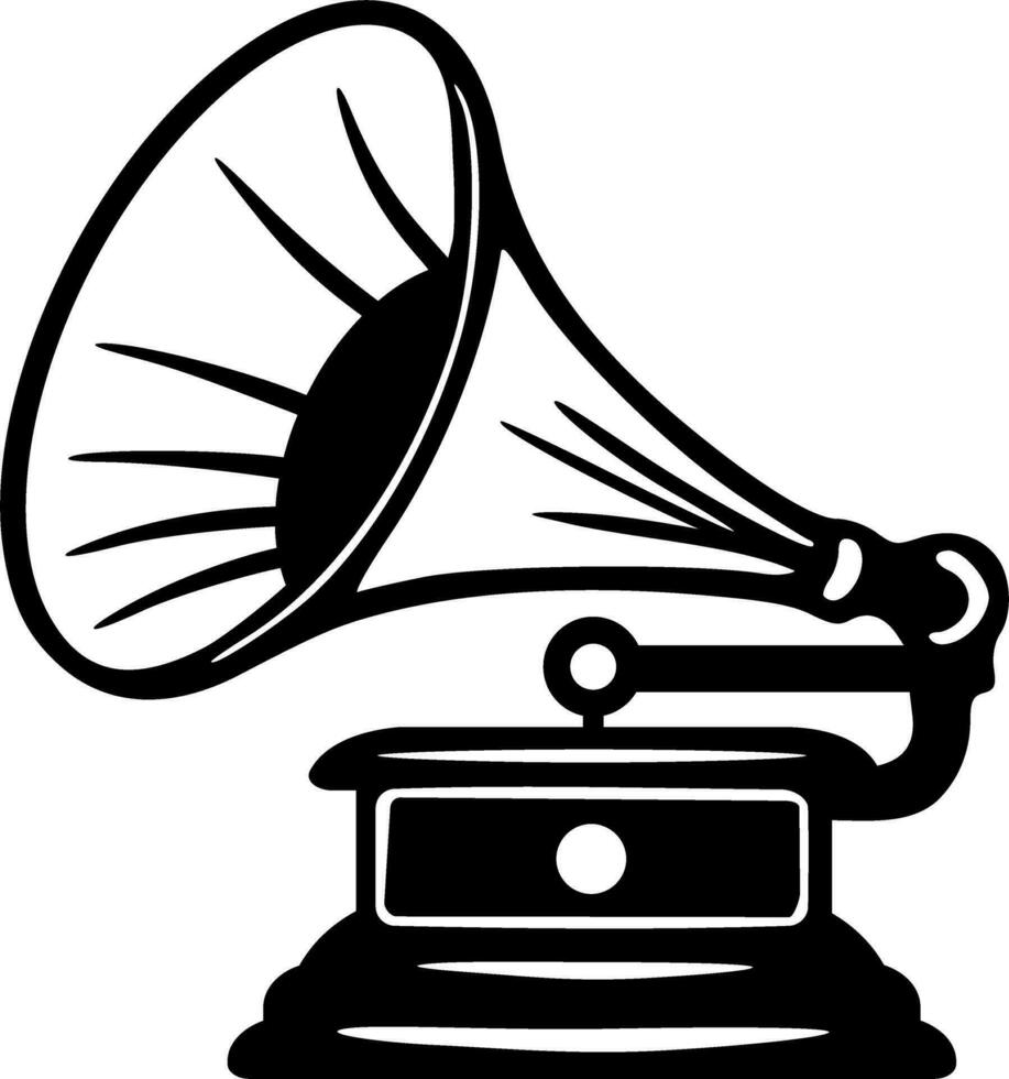 Old gramophone black outlines vector illustration