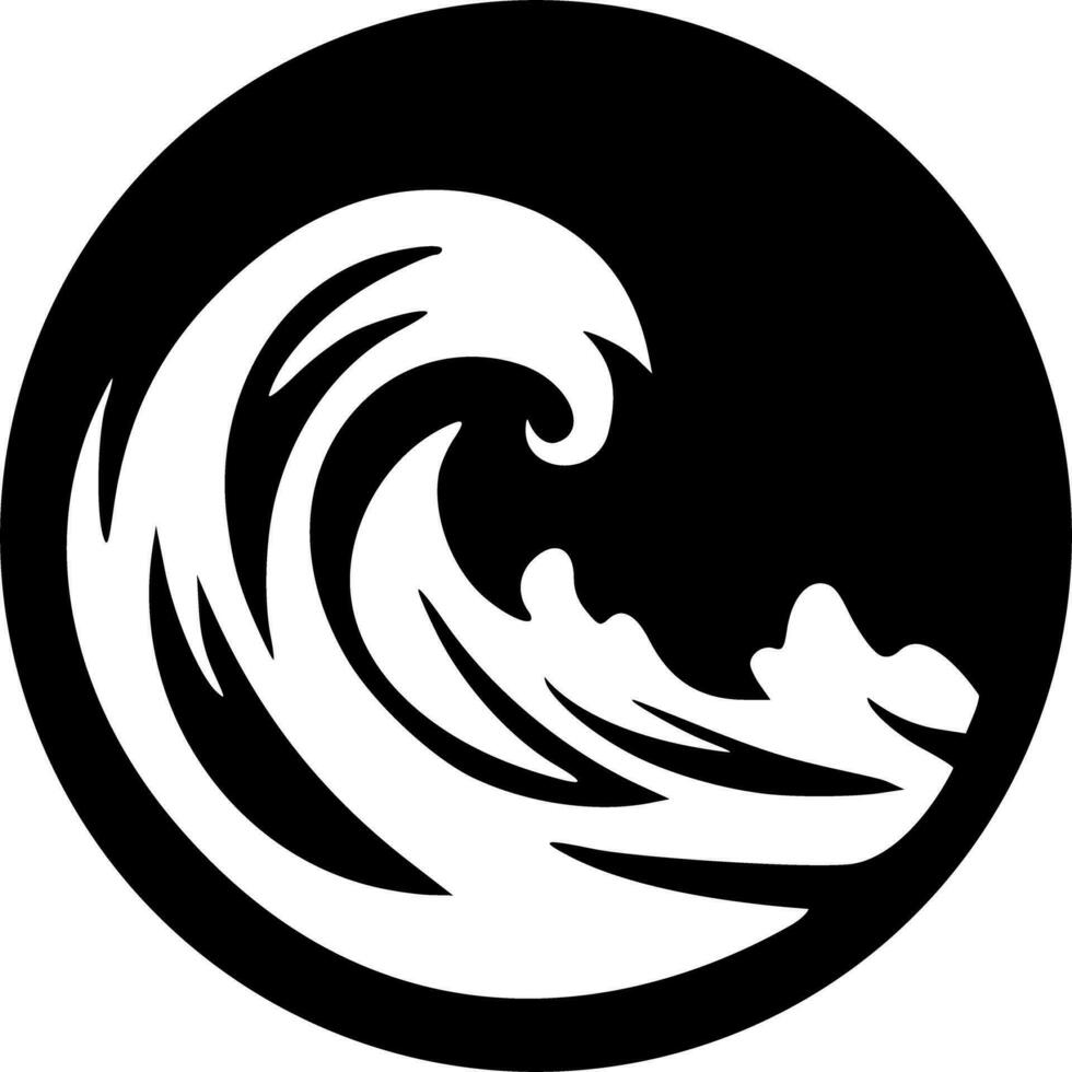 Black water wave circle icon logo vector illustration
