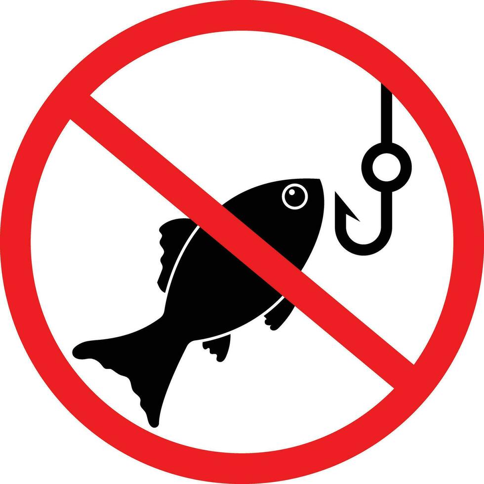 No Fish Prohibition Icon. Fishing Restriction Sign vector