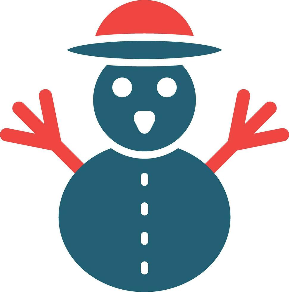 Snowman Glyph Two Color Icon For Personal And Commercial Use. vector