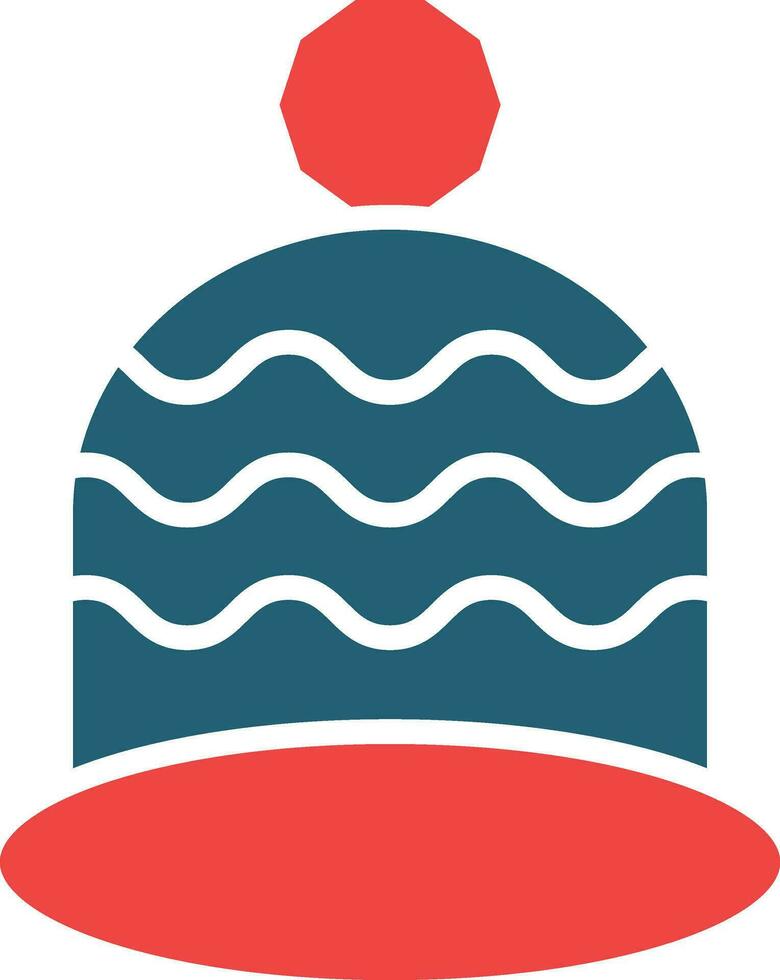 Winter Hat Glyph Two Color Icon For Personal And Commercial Use. vector
