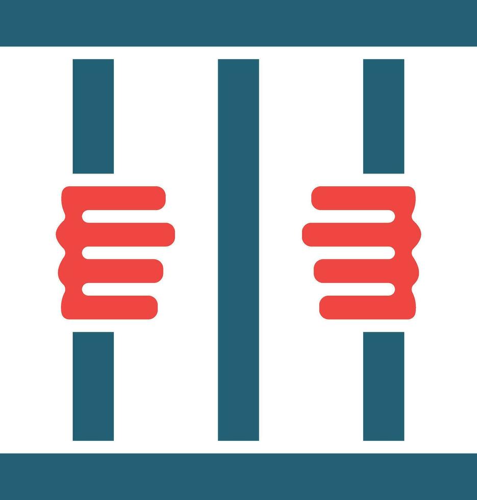 Criminal behind bars Glyph Two Color Icon For Personal And Commercial Use. vector