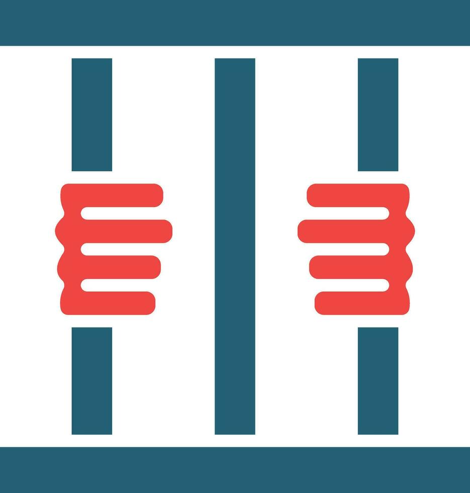 Criminal behind bars Glyph Two Color Icon For Personal And Commercial Use. vector